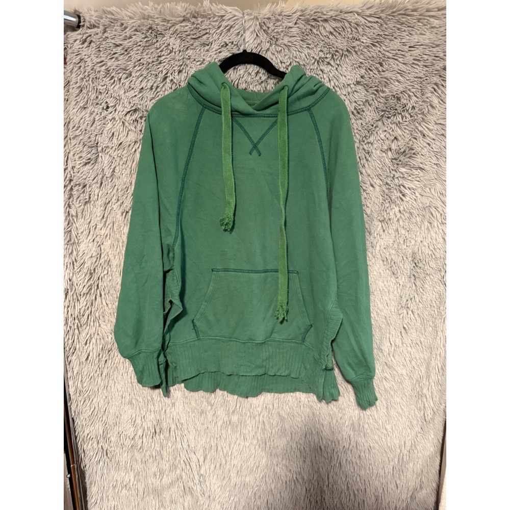 American Eagle Green Distressed Cropped Hoodie Sweatshirt XS